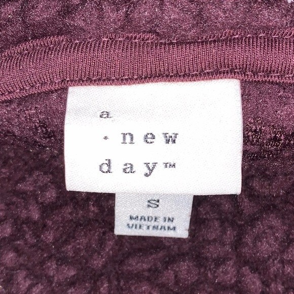 Burgundy Sherpa Fleece Gorpcore Granolacore Women’s S Pullover Jacket Sweatshirt - Picture 6 of 8